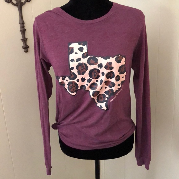 Texas Long Sleeve Maroon Leopard Tee - Picture 1 of 3